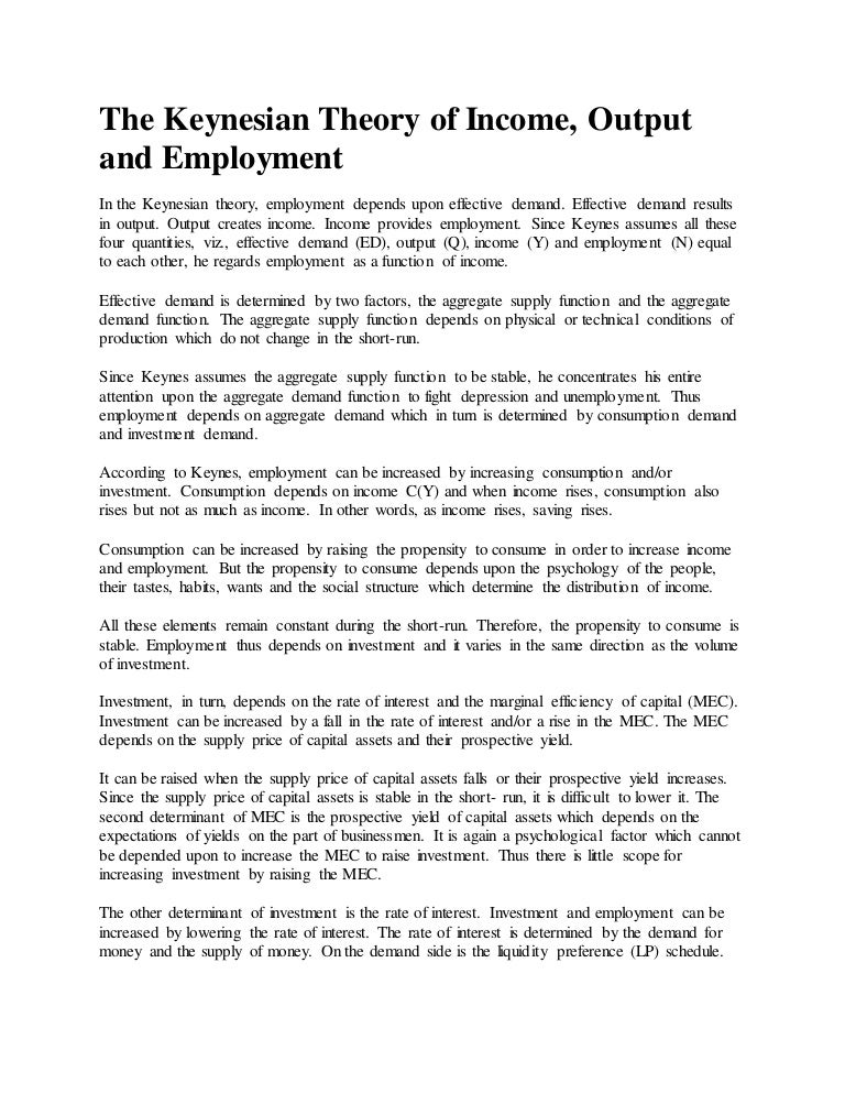 Money Income and Employment